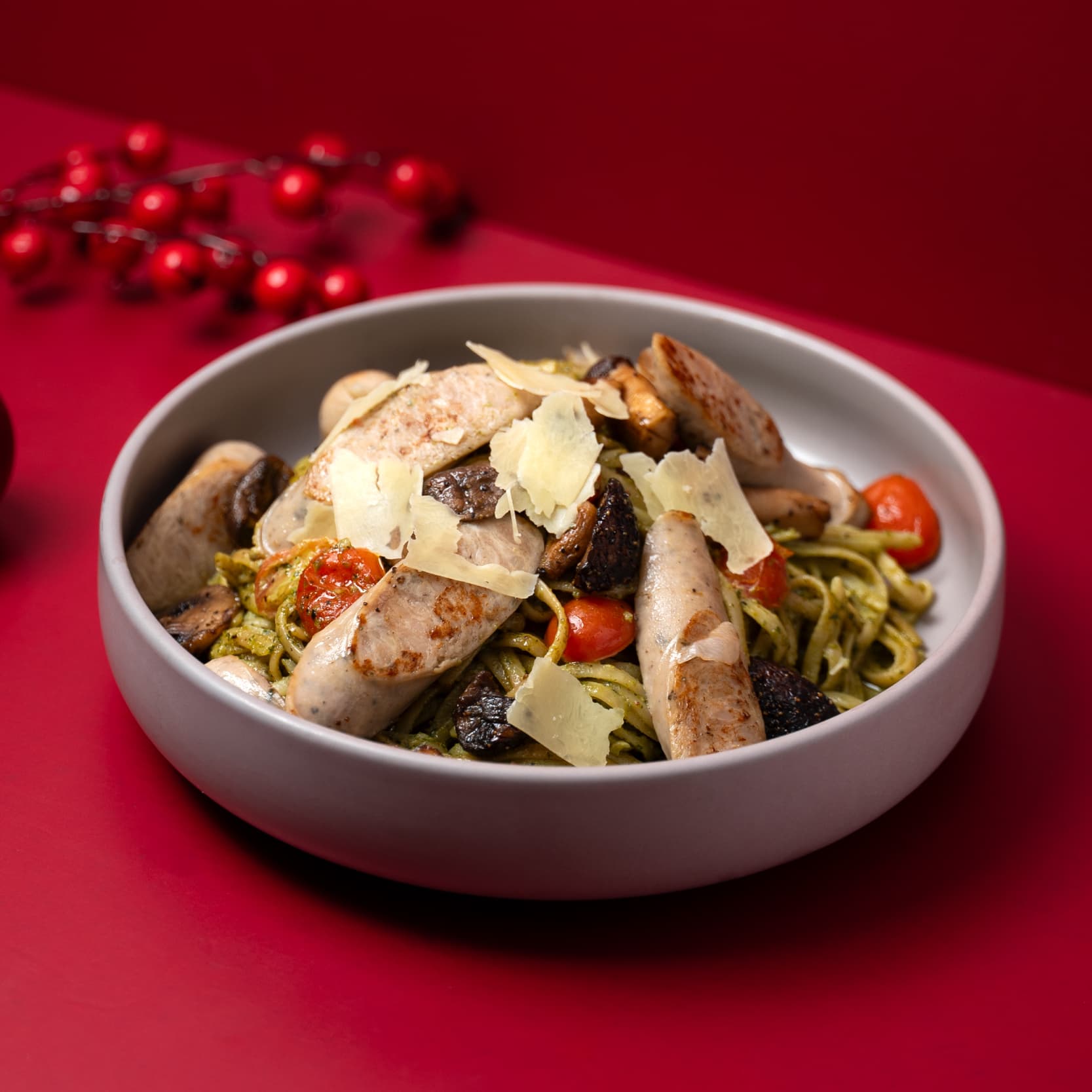 Sausage & Mushroom Pesto Linguine 1