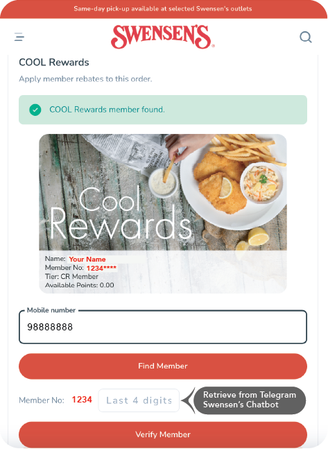 Enter the last 4 digits of the Cool Rewards Card ID to activate the member discount
